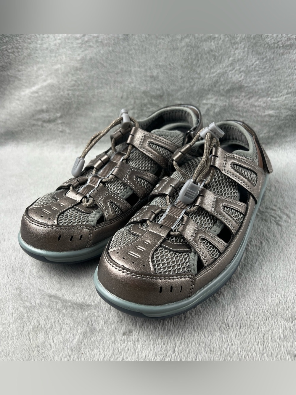 Orthofeet Shoes Womens 7.5 Verona Fisherman Sandal Pewter Orthotic Comfort 997